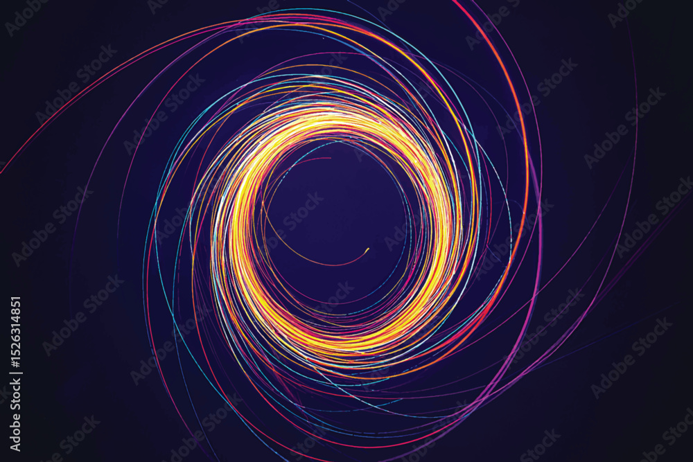 Aufkleber fractal energy burst with glowing circles and swirling abstract patterns