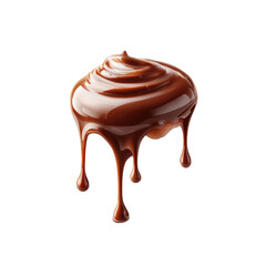 Obraz premium Smooth, dripping milk chocolate with a glossy finish, isolated on a white background. Concept of indulgence, sweetness, and dessert.