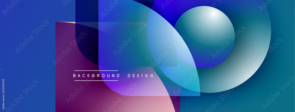 Fototapete abstract geometric shapes, vibrant blue purple gradients. modern design elements create dynamic visu