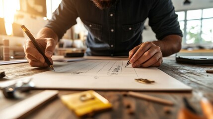 female business owner writing goals on planner, focused, natural lighting