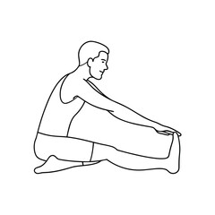 Man stretching legs line drawing fitness exercise workout