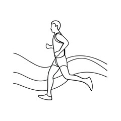 Line drawing of a man running a race athletic competition