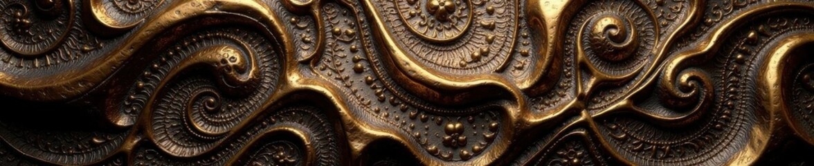 Intricate bronze texture; deep shadows, highlighted details , rough, high detail