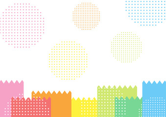 カラフルなカラーテープとドット模様の背景