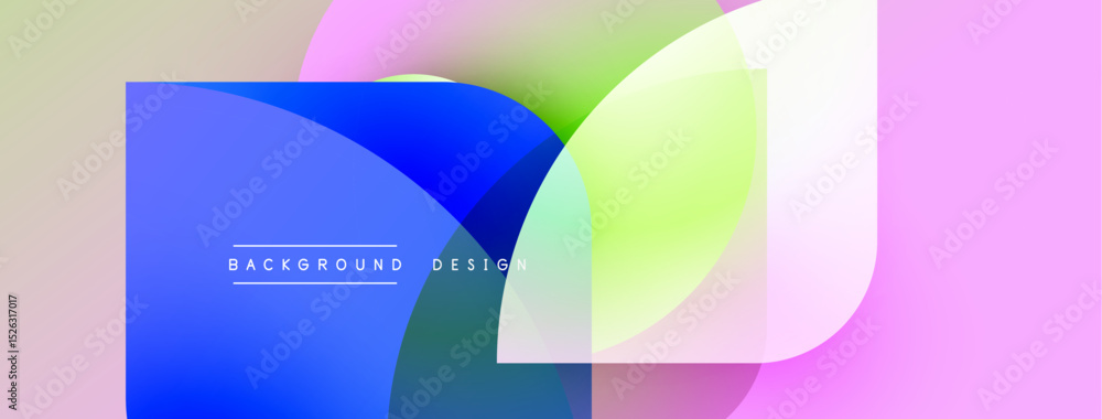 Poster Abstract colorful shapes overlap. Gradient hues blend, creating modern background design. Soft curves dominate composition.