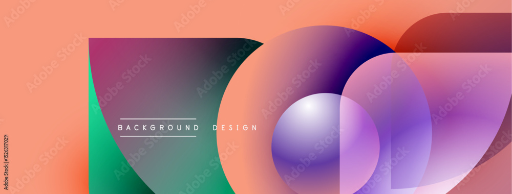 Poster Abstract colorful background. Overlapping circles create dynamic visual effect. Gradient shades blend smoothly, offering modern design.