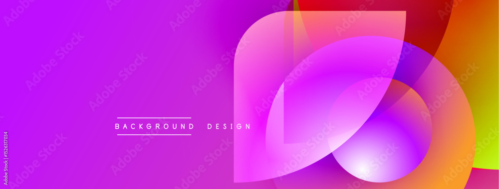 Poster Vibrant abstract background. Overlapping layers create dynamic colorful composition. Modern design elements, gradients, smooth transitions.