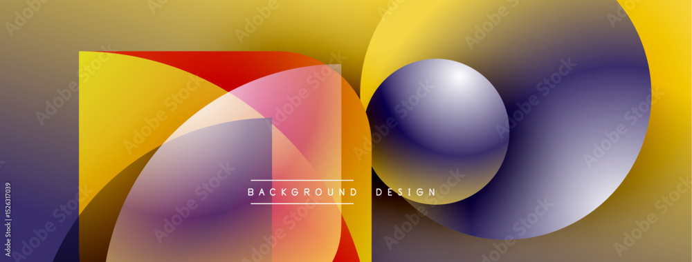 Aufkleber Abstract colorful shapes overlap. Gradient hues blend, creating dynamic visual effect. Modern design elements present smooth transitions.