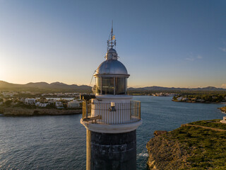 Faro de Portocolom en la Isla de Mallorca, Baleares