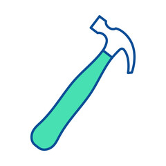 Hammer and nail puller icon. Construction tool. Color vector instrument illustration
