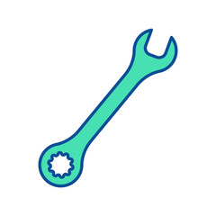 Wrench icon. Combination spanner. Construction tool. Color vector illustration