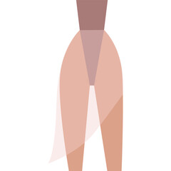 Female figure in sheer white skirt and high-waisted desig.