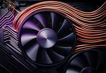 A close-up of the graphics card's fans