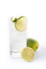 Gin Fizz cocktail with lime isolated on white background