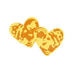 Heart-shaped pancakes with powdered sugar. Vector illustration. 