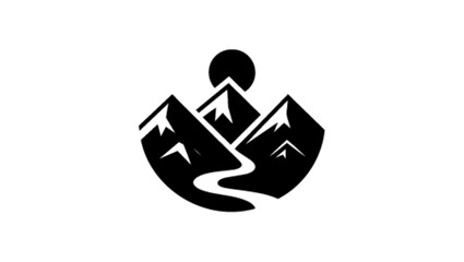 environment day, mountain, sun, valley logo vector icon in black color  © Design