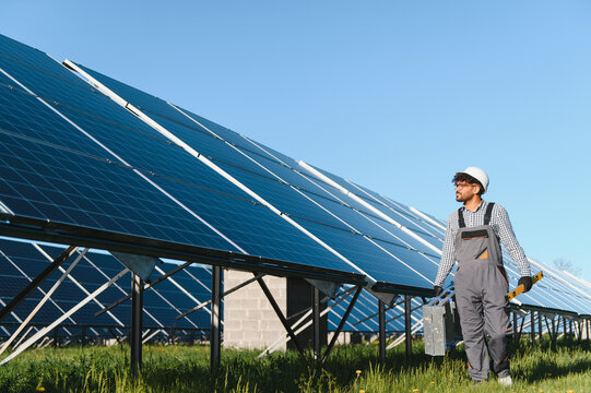 Skilled technician working on solar panel installation