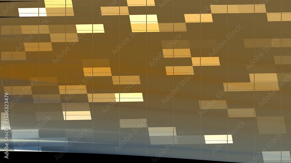 Poster abstract geometric pattern with rectangular shapes in shades of gold and brown creating a modern des