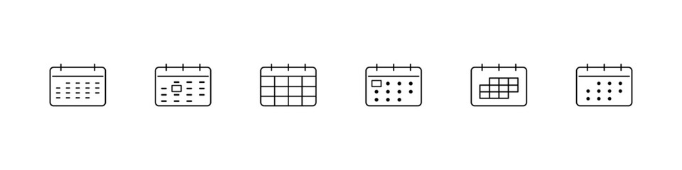 Calendar icon. Date sign vector set. Calendar line icon. Month sign isolated sign set.