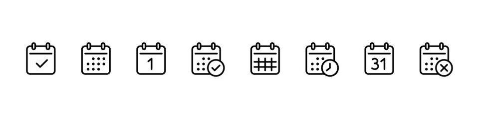 Calendar icon. Date sign vector set. Calendar line icon. Month sign isolated sign set.