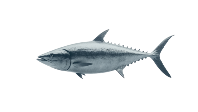 Side view of a large, silver-grey fish.  Detailed anatomical features of the fish are visible