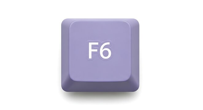 Isolated F6 Keyboard Key on White Background