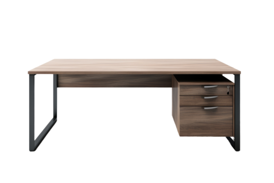  A Desk With Dual Drawers. White or PNG Transparent Background.