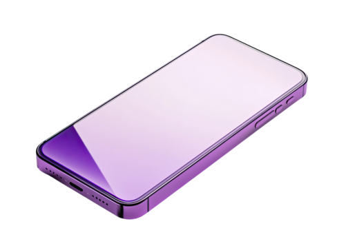 Purple smartphone isometric view - Powered by Adobe