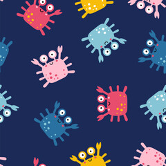 Cute crabs kids seamless pattern