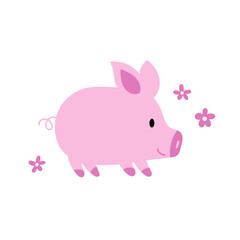 Cute pink pig vector illustration