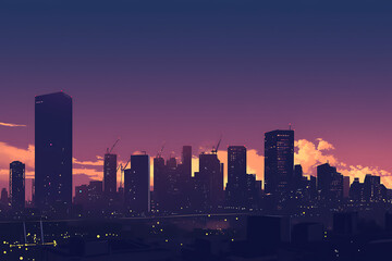 Fototapeta premium city skyline at sunset