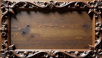Intricate floral carving on ornate wooden frame, gold, shadow