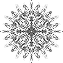 Intricate Black and White Mandala Design with Floral Motifs
