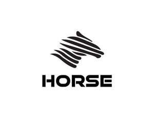 abstract line head horse move fast speed logo design template illustration inspiration