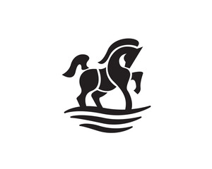 abstract elegant silhouette stand horse logo design template illustration inspiration