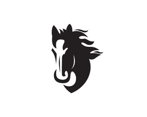 black silhouette head horse black mane hair fly logo design template illustration inspiration