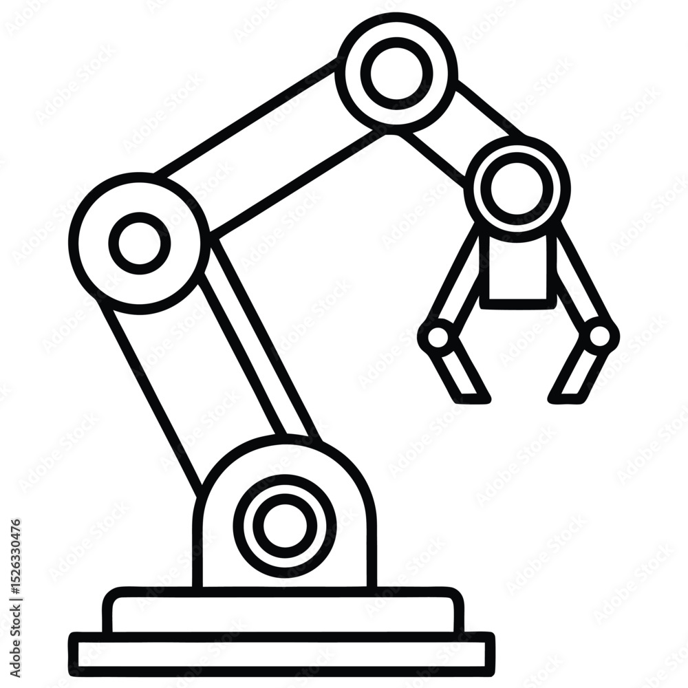 Poster robotics arm technology line art vector illustration of a robot