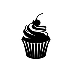 vector illustration of a cupcake , cupcake with cherry
, chocolate cupcake with cherry
