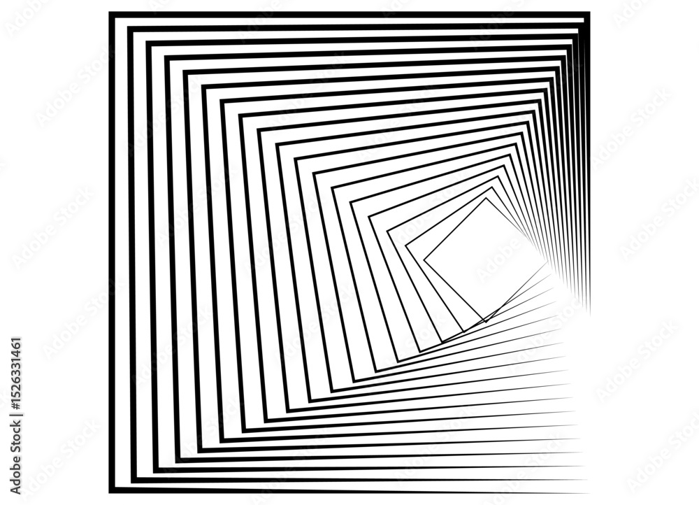 Poster abstract rectangular swirl shapes, made of thin black lines on a white background. modern design ele