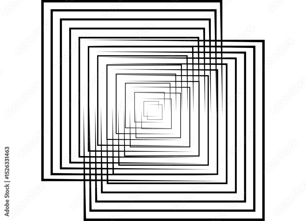 Poster abstract connecting squares, made of thin black lines on a white background. modern design element. 
