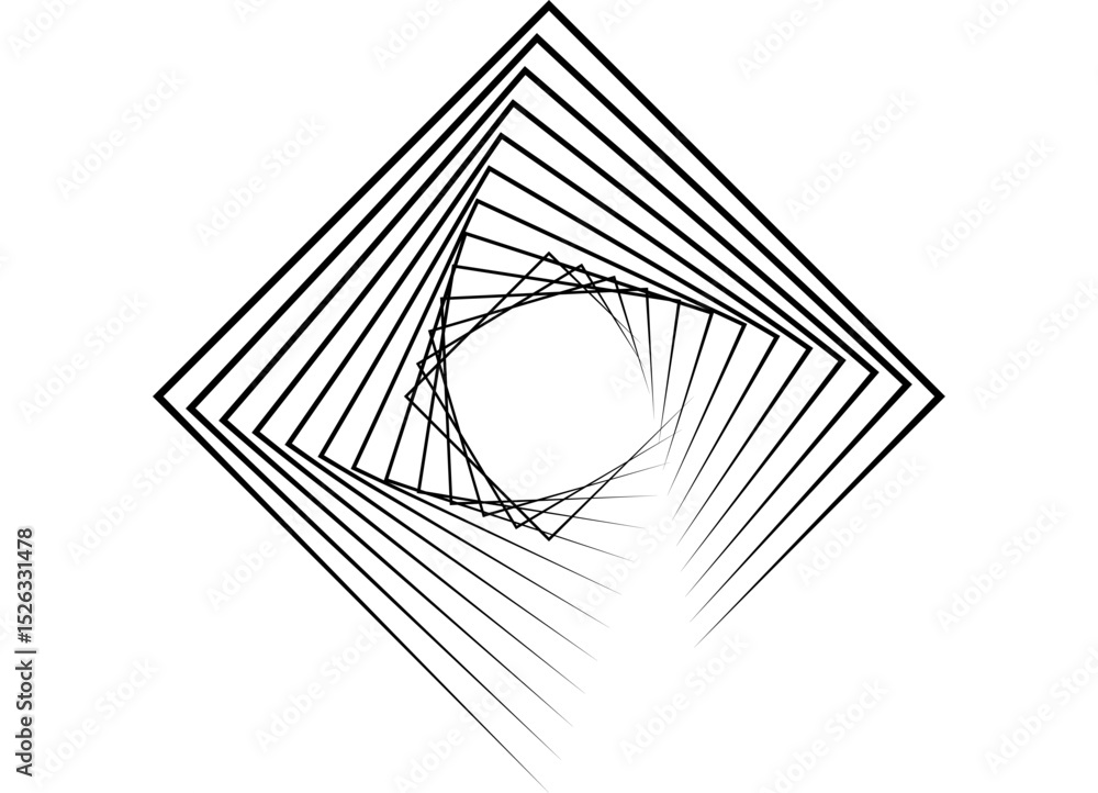 Poster trendy pattern. abstract rectangular swirl shapes, made of thin black lines on a white background. m