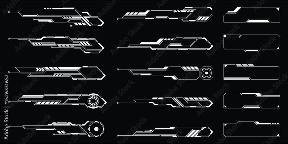 Poster sci-fi futuristic hud dashboard display virtual reality technology screen. user interface set. stati