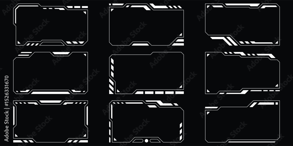 Poster sci-fi futuristic hud dashboard display virtual reality technology screen. user interface set. stati