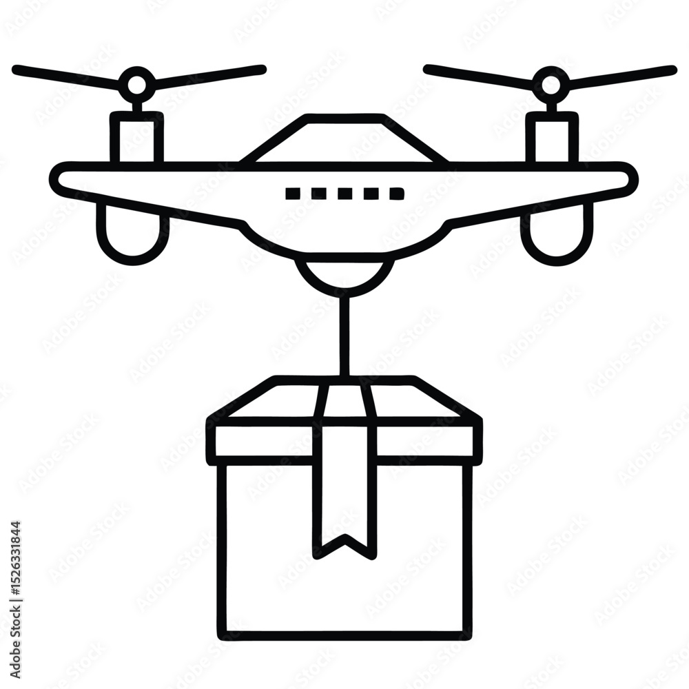 Poster drone_delivery_vector_lineart_line_art