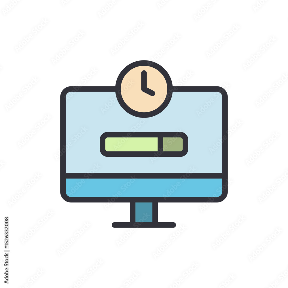 Poster conceptual illustration of process time and computer software installation