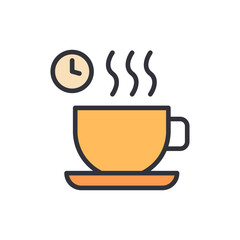 Coffee Time Concept Illustration Featuring A Cup Clock And Steam