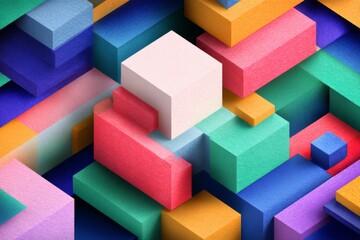 Obraz premium Bold abstract composition featuring colorful geometric shapes with layered depth