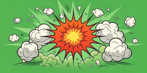 red fire and blast green screen background, comic 