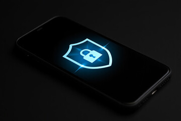 Wireless mobile devices featuring phone, tablet, and secure smartphone technology with a lock icon on the screen