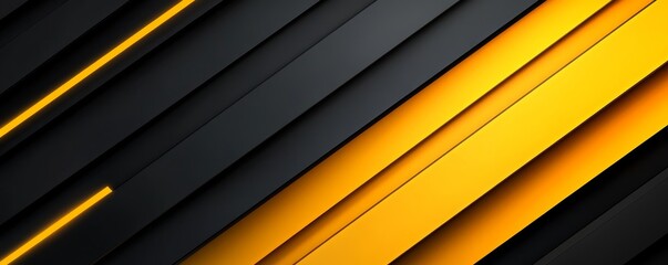 Obraz premium Abstract yellow and black diagonal lines with a subtle gradient effect, creating a bold and modern background, Generative AI